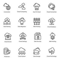 Cloud Services Line Icons Set vector
