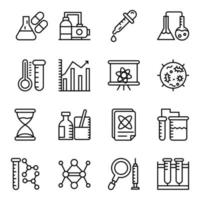 paquete de iconos de vector de línea de educación bioquímica