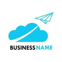 Cloud with airplane logo template illustration vector