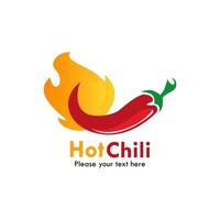 ilustración de plantilla de diseño de logotipo de chile caliente. hay chile y fuego vector