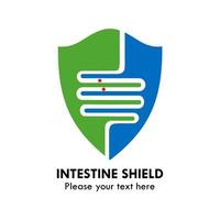 Shield intestine logo design template illustration. there are shield and intestine vector