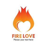 Ilustración de plantilla de diseño de logotipo de amor de fuego. vector