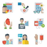 Medical Treatment And Health Flat Icons vector