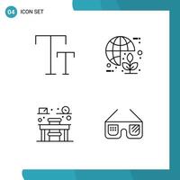 Pictogram Set of 4 Simple Filledline Flat Colors of big education global world sunglasses Editable Vector Design Elements