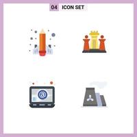 Pictogram Set of 4 Simple Flat Icons of book technology learning computer email Editable Vector Design Elements