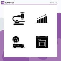 paquete de iconos de vectores de stock de 4 signos y símbolos de línea para gráficos de química estadísticas de gráficos de microscopios elementos de diseño de vectores editables