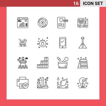 16 Outline concept for Websites Mobile and Apps shopping play controller game steering Editable Vector Design Elements