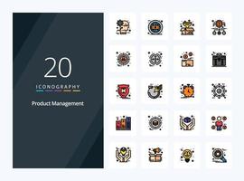 20 Product Management line Filled icon for presentation vector