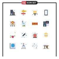 16 User Interface Flat Color Pack of modern Signs and Symbols of pay magnifying sweep cash android Editable Pack of Creative Vector Design Elements