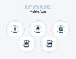 Mobile Apps Line Filled Icon Pack 5 Icon Design. app. calculator. online shopping. apps. pp vector