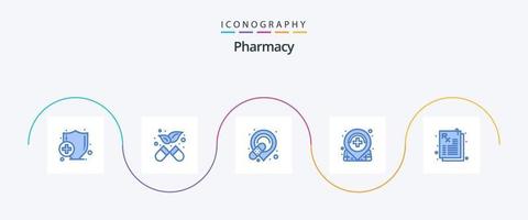 paquete de iconos de farmacia azul 5 que incluye. farmacia. vendaje. medicina. localización vector