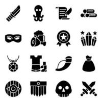 Pack of Viking Equipment Glyph Vector Icons