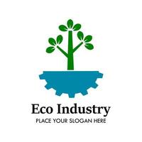 Ilustración de la plantilla de diseño del logotipo de la industria ecológica. hay árbol, equipo. esto es bueno para fábrica, industria, negocios, medicina, educación, etc. vector