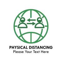 Physical distancing logo design template illustration. There are world and two people vector