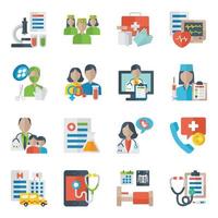 iconos planos médicos y de salud vector