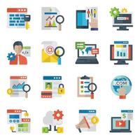 Flat Icons Set Of Search Engine Optimization vector