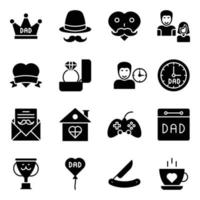 Fathers Day Glyph Vector Icons