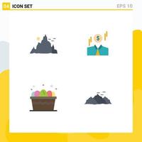 4 Creative Icons Modern Signs and Symbols of mountain cart nature dollar farm Editable Vector Design Elements