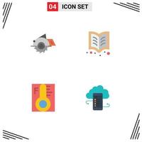 Pack of 4 creative Flat Icons of saw cloud construction book rainy Editable Vector Design Elements