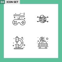 Universal Icon Symbols Group of 4 Modern Filledline Flat Colors of game biology controller chart education Editable Vector Design Elements