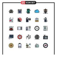 Universal Icon Symbols Group of 25 Modern Filled line Flat Colors of holiday data settings cloud phone Editable Vector Design Elements