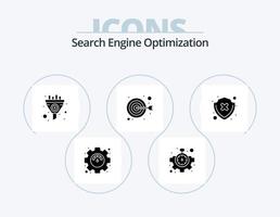 Seo Glyph Icon Pack 5 Icon Design. warning. security. funnel. focus. goal vector