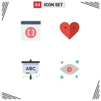 4 Thematic Vector Flat Icons and Editable Symbols of browser projector development like education Editable Vector Design Elements