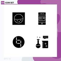 Group of 4 Solid Glyphs Signs and Symbols for machine crypto card store chemical equipment Editable Vector Design Elements