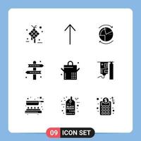 Universal Icon Symbols Group of 9 Modern Solid Glyphs of food game database directions activities Editable Vector Design Elements
