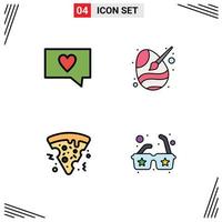 Set of 4 Modern UI Icons Symbols Signs for like food paint brush egg glasses Editable Vector Design Elements