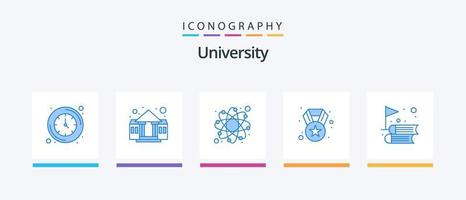 University Blue 5 Icon Pack Including education. achievement. education. star. award. Creative Icons Design vector