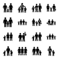 Pack of Happy Family Glyph Vector Icons