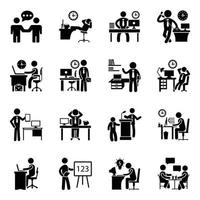 Office Setup Glyph Vector Icons Set