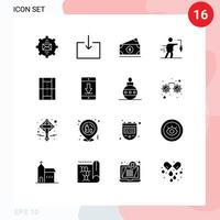 16 User Interface Solid Glyph Pack of modern Signs and Symbols of activities false dollar extrinsic aspiration Editable Vector Design Elements