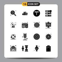 Universal Icon Symbols Group of 16 Modern Solid Glyphs of security network items data kazakhstan Editable Vector Design Elements