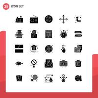 Group of 25 Solid Glyphs Signs and Symbols for reload opposites belgian navigation arrows Editable Vector Design Elements