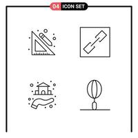 Pictogram Set of 4 Simple Filledline Flat Colors of education property pencil link drink Editable Vector Design Elements