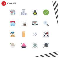 User Interface Pack of 16 Basic Flat Colors of email tick bag okay arrows Editable Pack of Creative Vector Design Elements