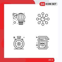 4 iconos creativos signos y símbolos modernos de tiempo de inversión de aire piel seca piel doc elementos de diseño vectorial editables vector