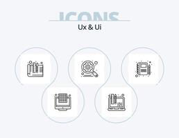 ux y ui line icon pack 5 diseño de iconos. SEO flujo. aplicación sitio. mapa vector