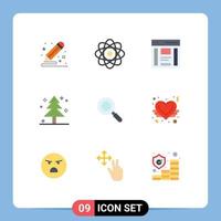 9 Universal Flat Color Signs Symbols of tree event communication christmas sidebar Editable Vector Design Elements