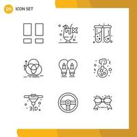 Editable Vector Line Pack of 9 Simple Outlines of idea geometry health measurement circle Editable Vector Design Elements