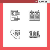 4 Creative Icons Modern Signs and Symbols of document dial web sound keys Editable Vector Design Elements