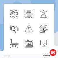 paquete de iconos de vector de stock de 9 signos y símbolos de línea para guantes de peligro contac lucha boxeo elementos de diseño de vector editables