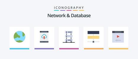 Network And Database Flat 5 Icon Pack Including digital. connection. storage. storage. hosting. Creative Icons Design vector
