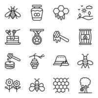 iconos de vector de línea de elementos de apiario