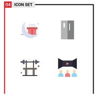 4 Universal Flat Icon Signs Symbols of celebrate bench gift fridge fitness Editable Vector Design Elements