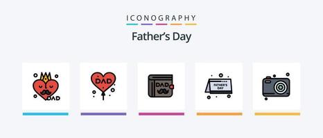 Fathers Day Line Filled 5 Icon Pack Including emperor. fathers day. love. father. moustache. Creative Icons Design vector