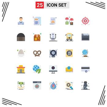 conjunto de pictogramas de 25 colores planos simples de elementos de diseño vectorial editables de aire de intercambio de invitación logística de destino vector