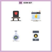 Pack of 4 Modern Flat Icons Signs and Symbols for Web Print Media such as baby business activity analysis notification Editable Vector Design Elements